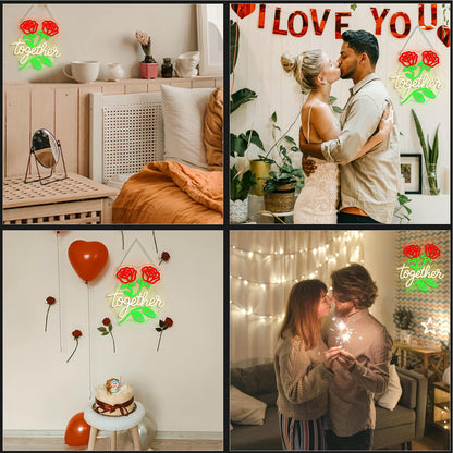 Looklight Better Together Neon Sign,Neon Light for Wall Decor,Wedding Neon Sign,Warm White Led Neon Light USB Letters Neon Signs Led Signs for Wedding,Engagement Party,Birthday