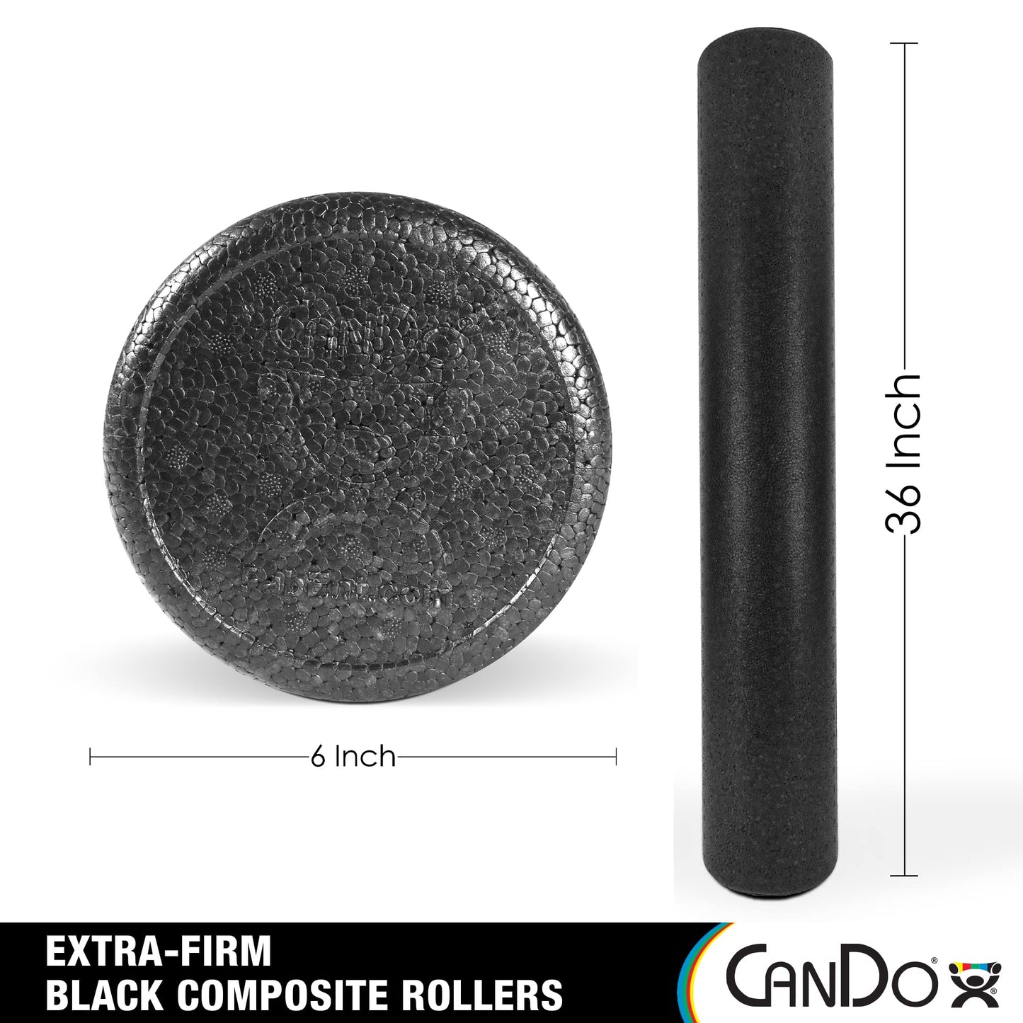 CanDo Black Composite High-Density Roller, Half-Round, 6"" X 36