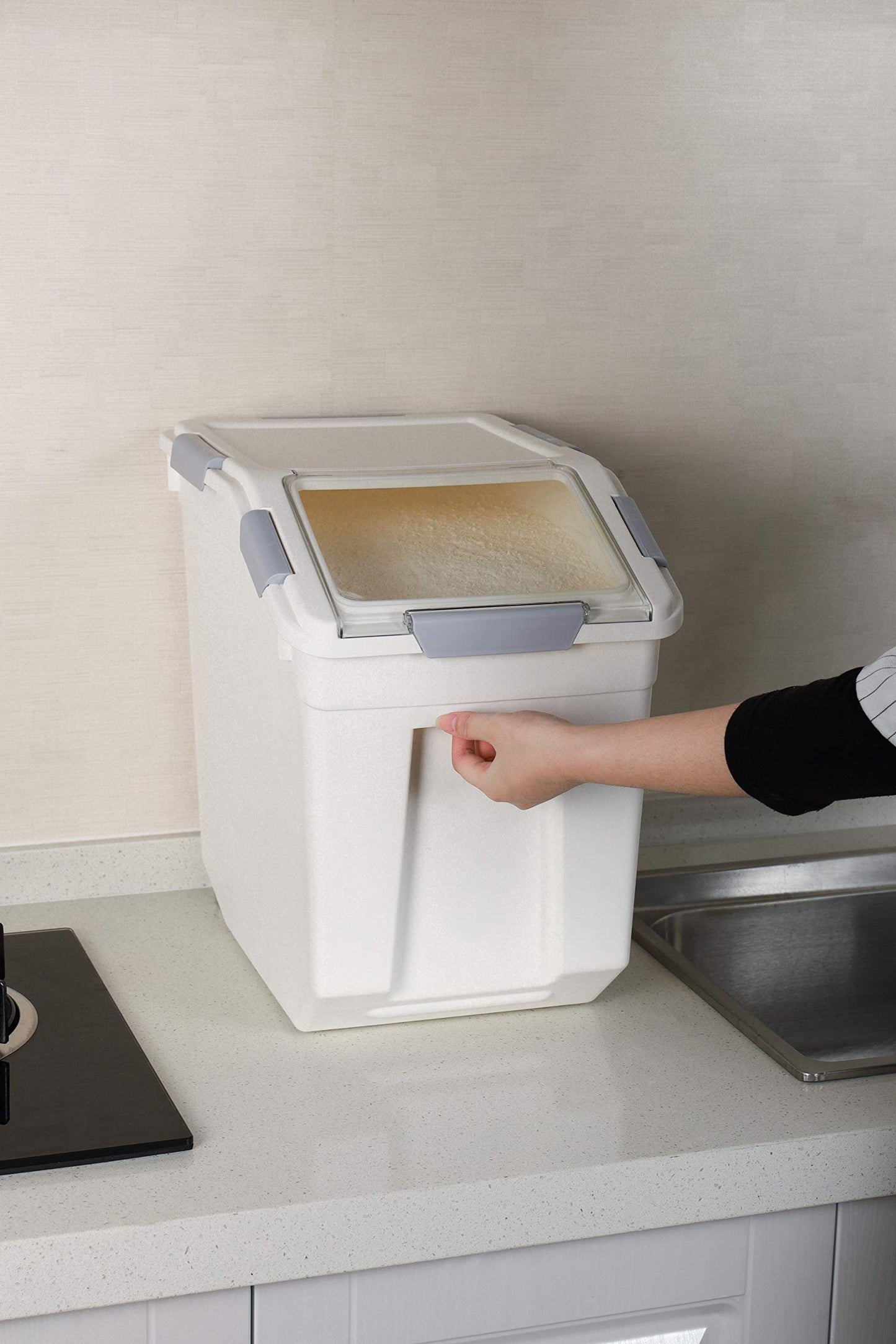 EonTone [2-Pack] 30 lbs Flour Storage Container, 25L Airtight Food Bin with Wheels BPA-Free