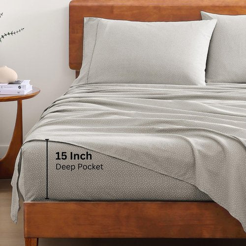 LANE LINEN Organic Cotton Twin Bed Sheet Set - Soft, Breathable, Temperature Regulating | Snowdrop