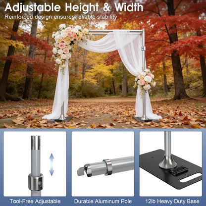 ALTSON Photo Backdrop Stand Heavy Duty 9.2x9.2Ft, Double Crossbar Pipe and Drape Stand Kit, Adjustable Metal Frame Background Stand with Flat Base for Wedding Party Birthday Photography Decoration