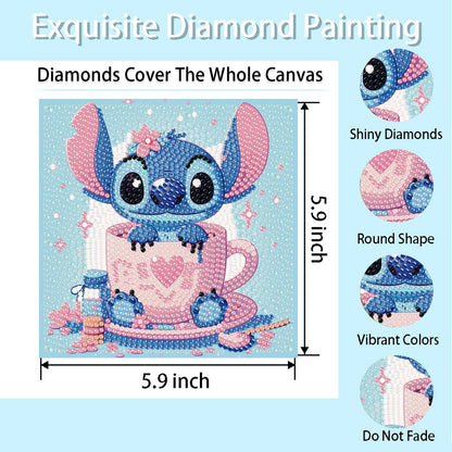 nekpiahu 6 Pack 5D Diamond Art Painting Kits for Kids Beginners, Full Drill Cute Cartoon Diamond Art Kits, DIY Big Gem Art for Children Ages 6-7-8-9-12, Home Wall Decor 6x6 Inch