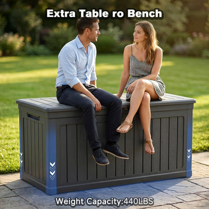 Seeheool 230 Gallon Large Outdoor Storage XXL Deck Box for Patio Furniture, Outdoor Cushions, Garden Tools and Sports/Pools Equipment, Waterproof Resin, Lockable, Black