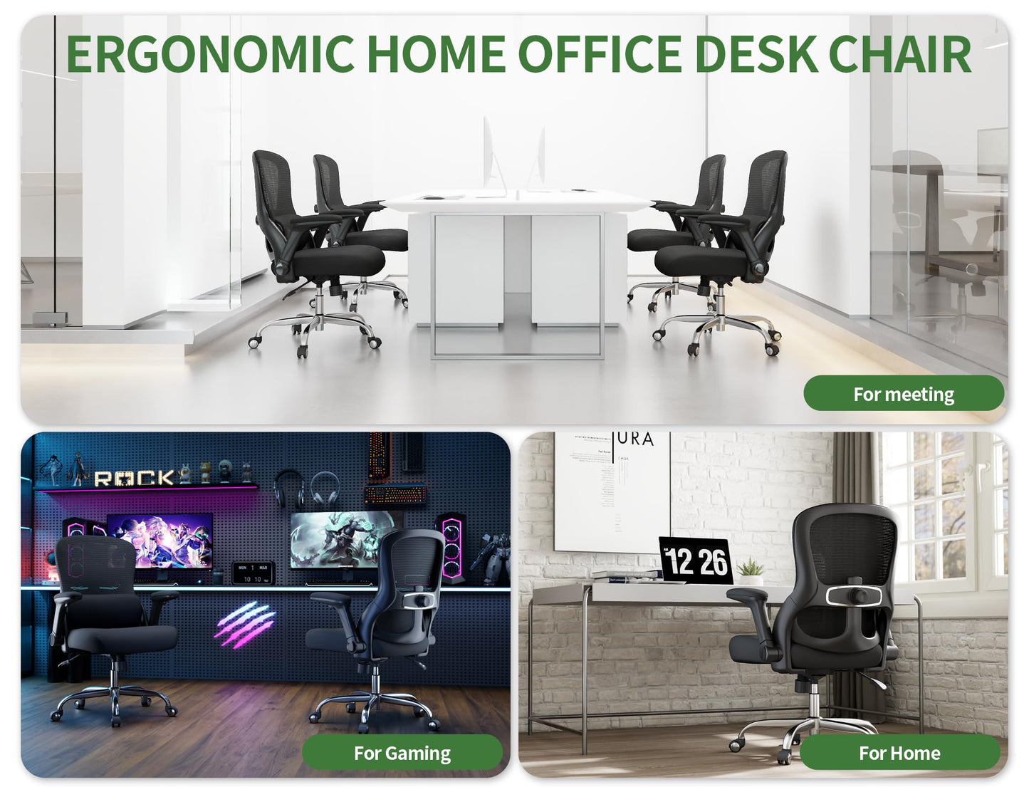 Office Chair - Computer Desk Chairs Comfy, Mesh High-Back Gaming Chair with Adjustable Lumbar Support, Executive Task Chair for Adults