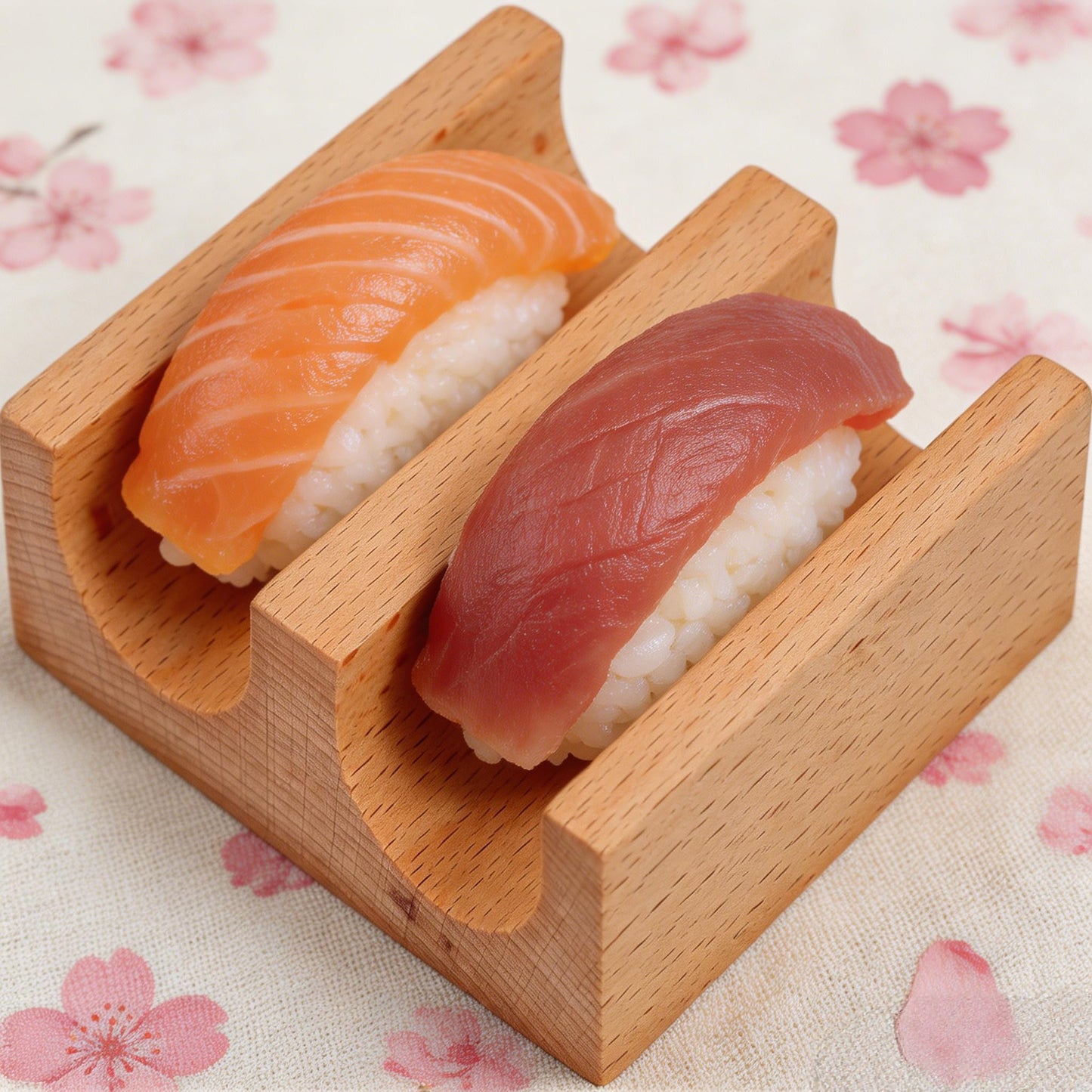 TUESMEILL Sushi Taco Holder:Wooden U Shaped Sashimi Plate Japanese Food Serving Tray Taco Display Stand Sashimi Rack for Home Restaurant Party Food Serving and Display (2 Slot )