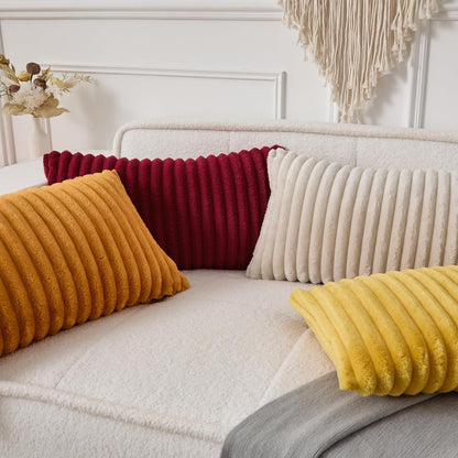 14x24 Inch Set 1 UGASA Lumbar Throw Pillow Cover of Super Soft Faux Fur Decorative Pillow Case Plush Flannel Texture