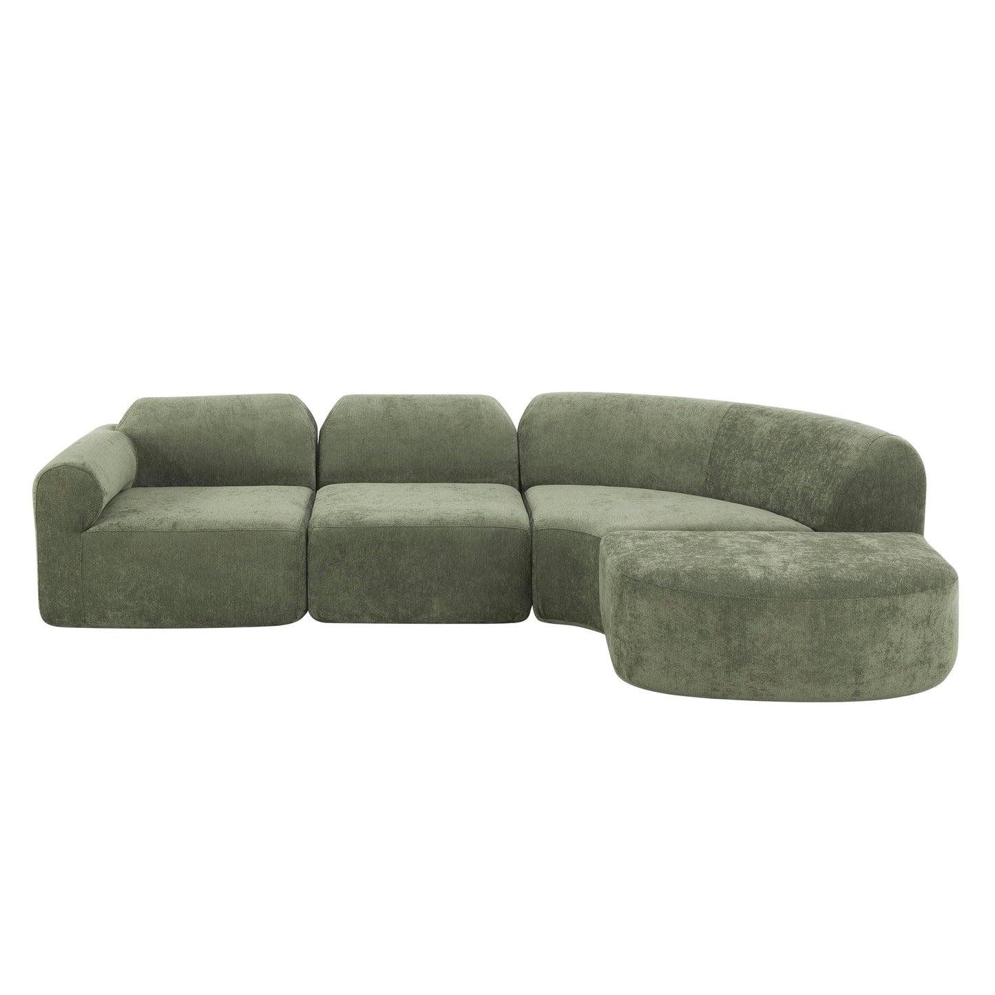 Christopher Knight Home Midel 111" Modular L-Shape Sofa Couch with Chaise Lounge, Modern Boneless Sofa for Living Room, Fabric Upholstered Cloud Couch with Deep Seat, Olive Green