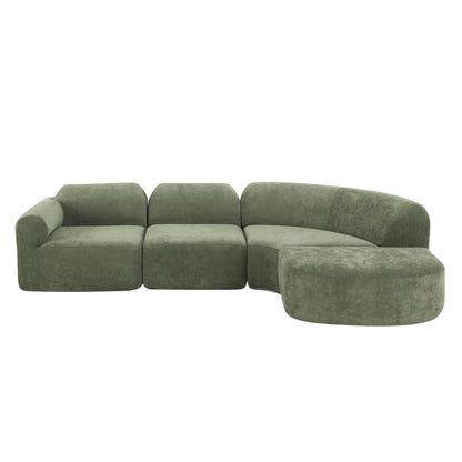 Christopher Knight Home Midel 111" Modular L-Shape Sofa Couch with Chaise Lounge, Modern Boneless Sofa for Living Room, Fabric Upholstered Cloud Couch with Deep Seat, Olive Green