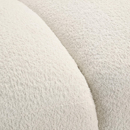 Sierra Modern Ivory White in Boucle Fabric Accent Chair with Rounded Arms for condo or Small Apartment