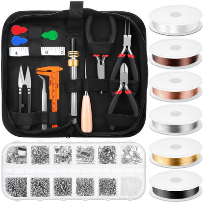 Thrilez Wire Wrapping for Jewelry Making, Repair and Beading Supplies Kit with Craft Ring Wire, Tools, Pliers and Jewelry Findings
