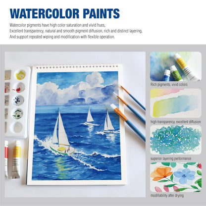 Artbreezing Mixed Media Art Set,55 Pack Painting Supplies Kit with Tabletop Sketch Box Easel and Various Accessories,Complete Painting Set for Students Artists Beginners