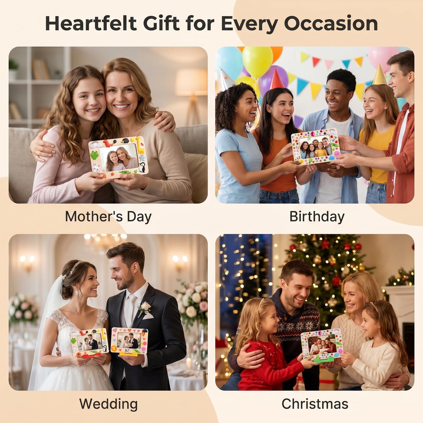 YOJO 12 Pack DIY Unfinished Wooden Picture Frame Kit, Mini Photo Frames with 12 Markers, Stickers, Magnetic Sheets, Stands & Clips for Fridge, Car Sun Visor & Desktop Decor, Creative Gift Set for Mother's Day Birthday Wedding