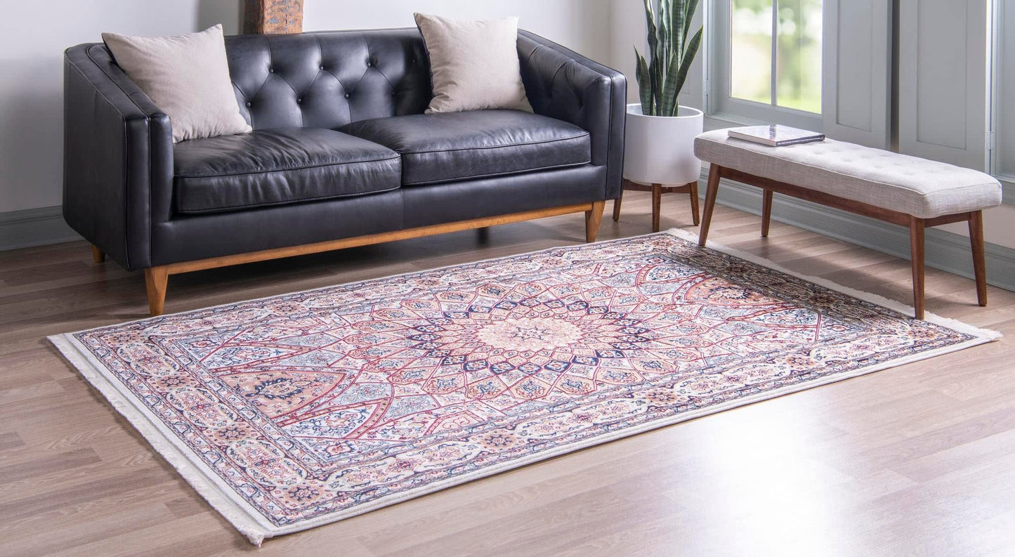 Unique Loom Narenj Collection Area Rug - Adams (10' x 13' 1" Rectangle Ivory/Burgundy)