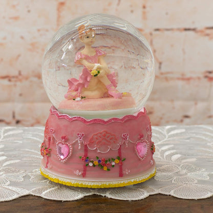 Elanze Designs Ballerina Sitting Pose Rotating Figurine, 100MM Water Globe Plays Swan Lake Tune