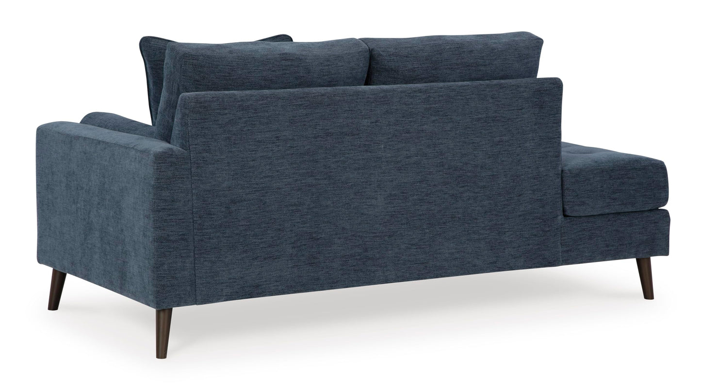 Signature Design By Ashley Bixler Classic Tufted Right-arm Facing Corner Chaise with Tapered Legs and Removable Cushions, Blue