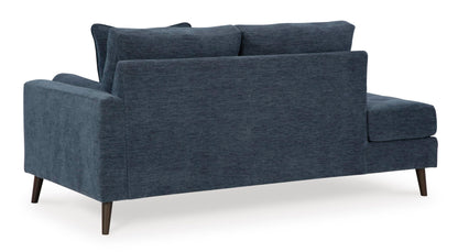 Signature Design By Ashley Bixler Classic Tufted Right-arm Facing Corner Chaise with Tapered Legs and Removable Cushions, Blue