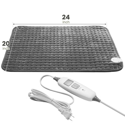 Electric Heating Pad for Back Pain Relief & Cramps - 6 Heat Settings,Auto Shut Off,Moist Heat Options,Portable Heated Pads for Neck/Shoulder Machine Washable Gift for Men Women,Grey,12"x24"