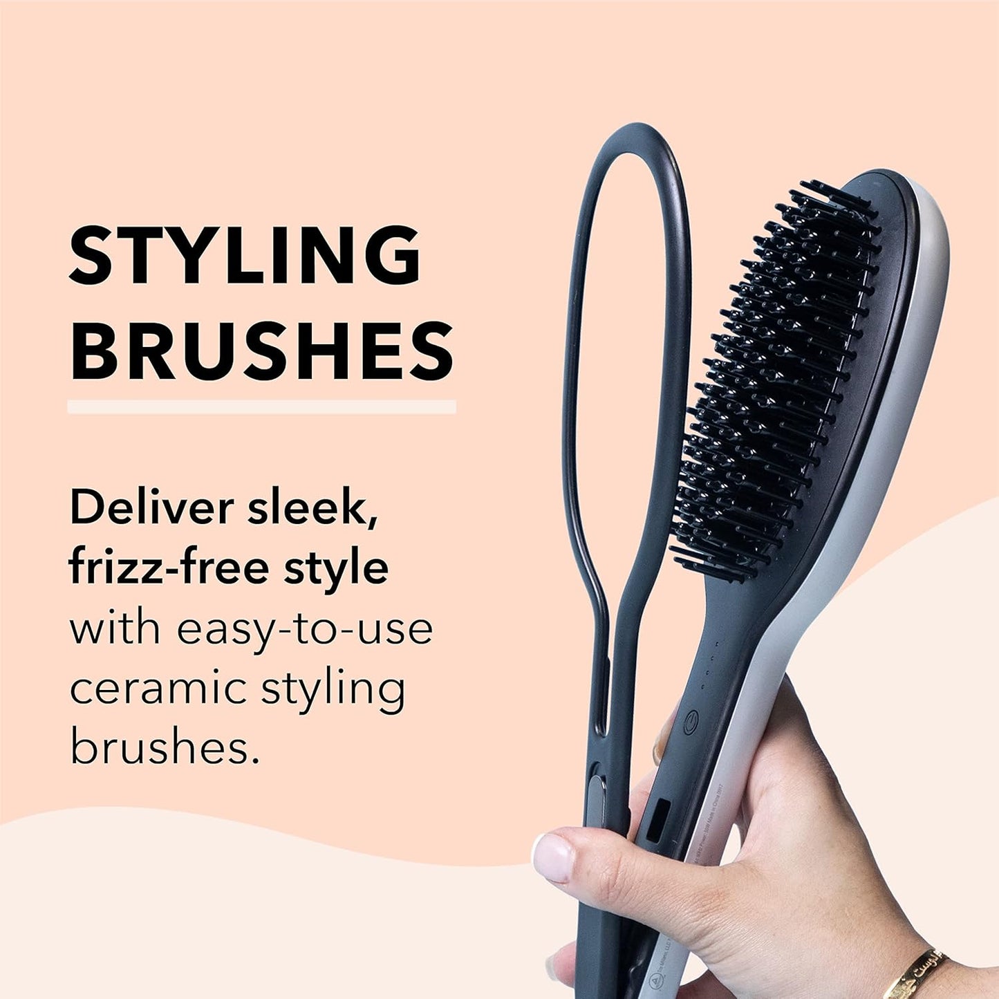 InStyler Straight Up Max Ceramic Straightening Brush - Detangling Hair Brush Straightener with Powerful Ceramic Heated Plates for Smooth, Frizz-Free Hair - For Thick, Curly & Wavy Hair Types