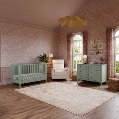 Davinci Sammy Scallop 4-in-1 Convertible Crib in Light Sage, GREENGUARD Gold Certified