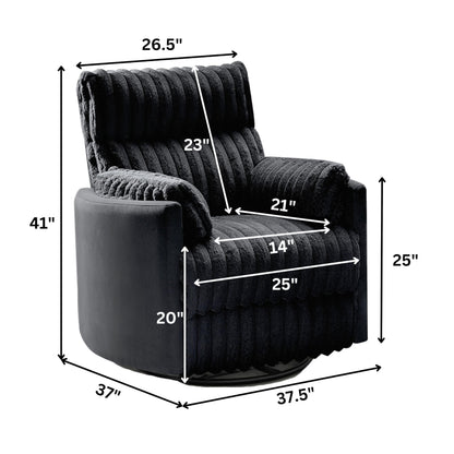 Roundhill Furniture Bocaton Wide Wale Corduroy Upholstery Manual Recliner, Black