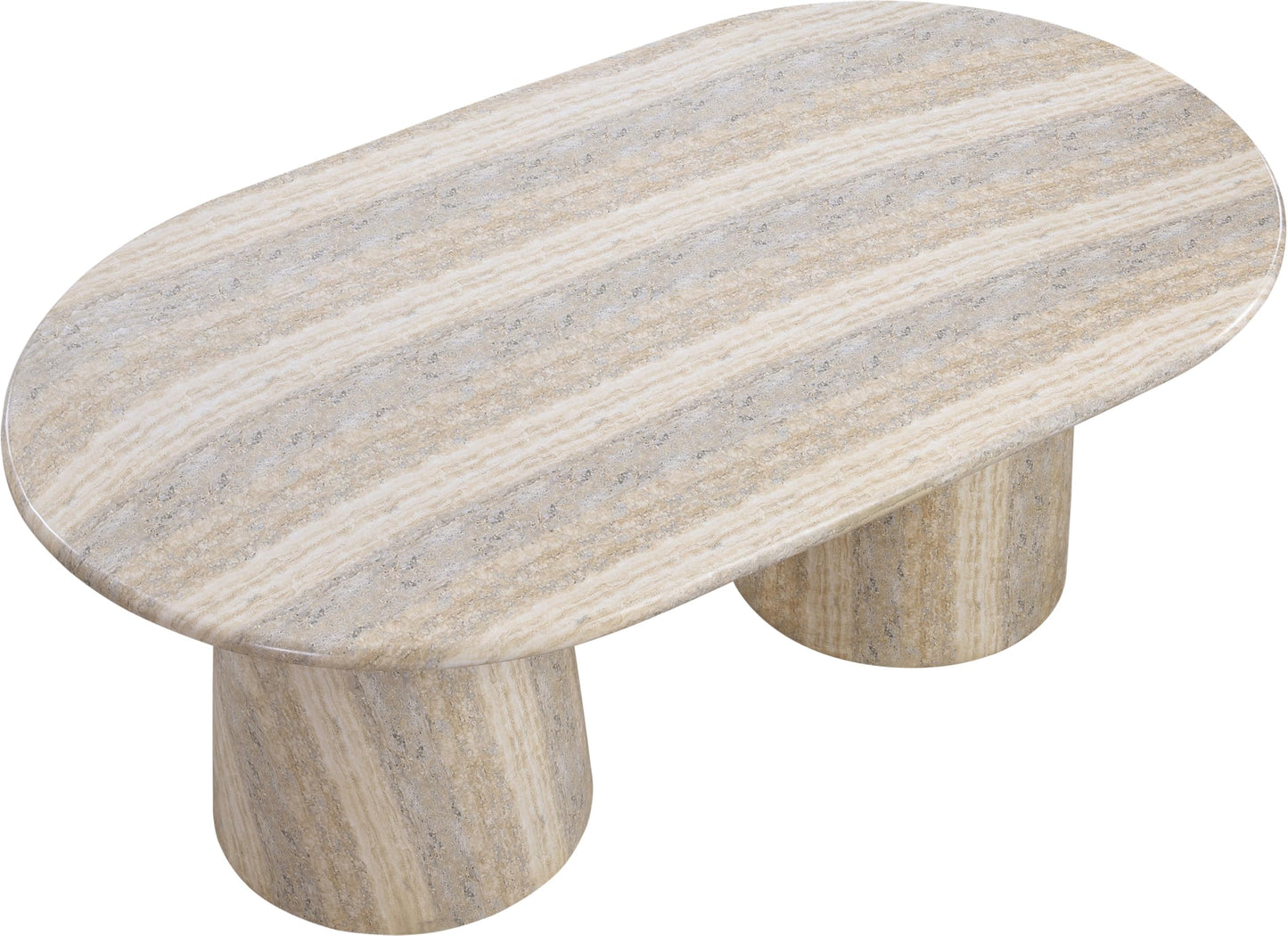 Meridian Furniture 702Travertine-T Cosenza Collection Art Deco 78" Indoor/Outdoor Concrete Dining Table with Travertine Finish, 78" W x 44.5" D x 30" H
