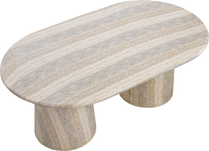 Meridian Furniture 702Travertine-T Cosenza Collection Art Deco 78" Indoor/Outdoor Concrete Dining Table with Travertine Finish, 78" W x 44.5" D x 30" H