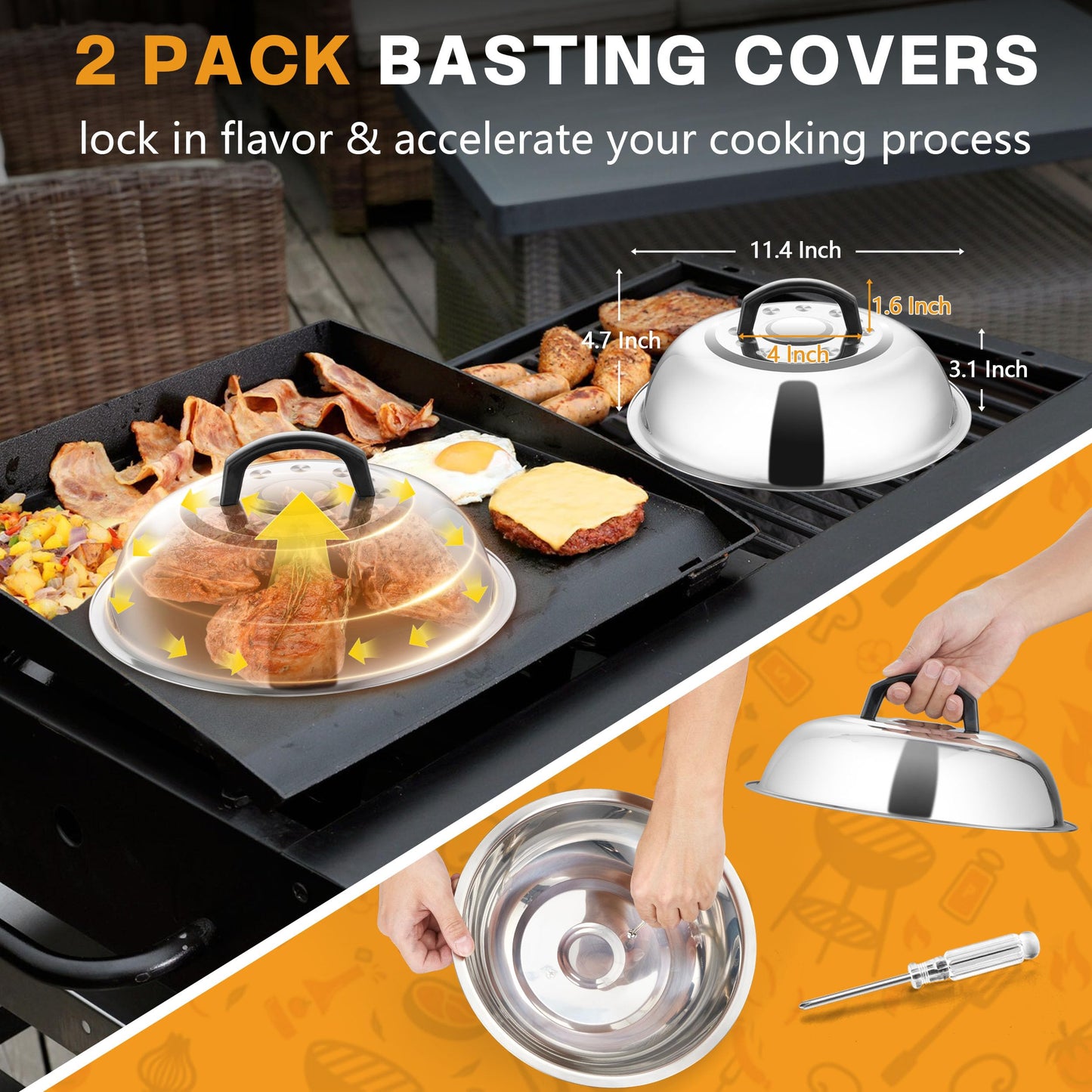 Griddle Accessories Kit, HaSteeL 20Pcs Flat Top Grill Accessories for Camping, Professional ABS Griddle Spatula Grill Tools Set with Melting Dome for Teppanyaki BBQ Outdoor, Perfect Grilling Gifts