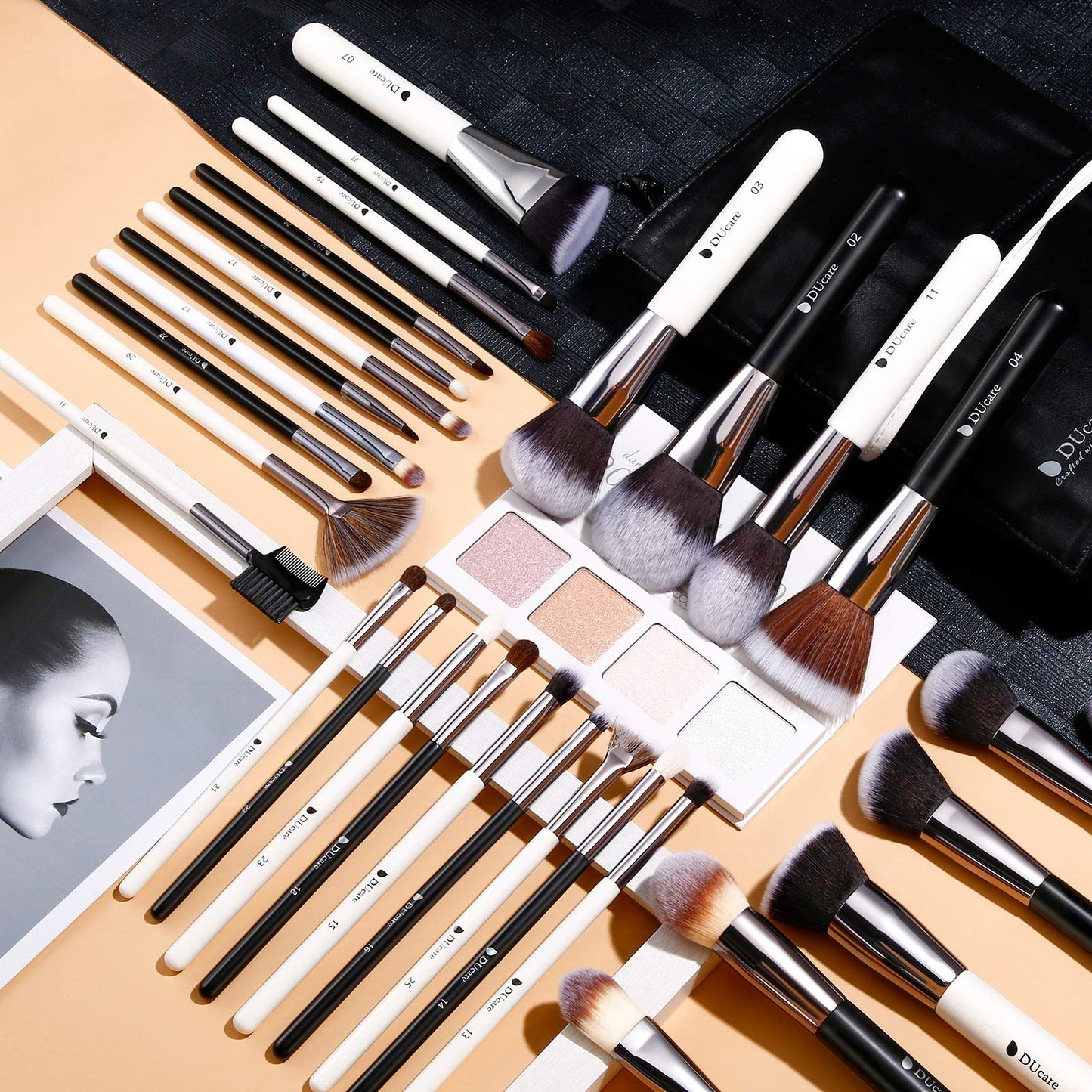 DUcare Makeup Brushes Set Professional 27Pcs Makeup Brushes Premium Synthetic Kabuki Foundation Blending Face Powder Blush Concealers Eye Shadows Make Up Brushes Kit White