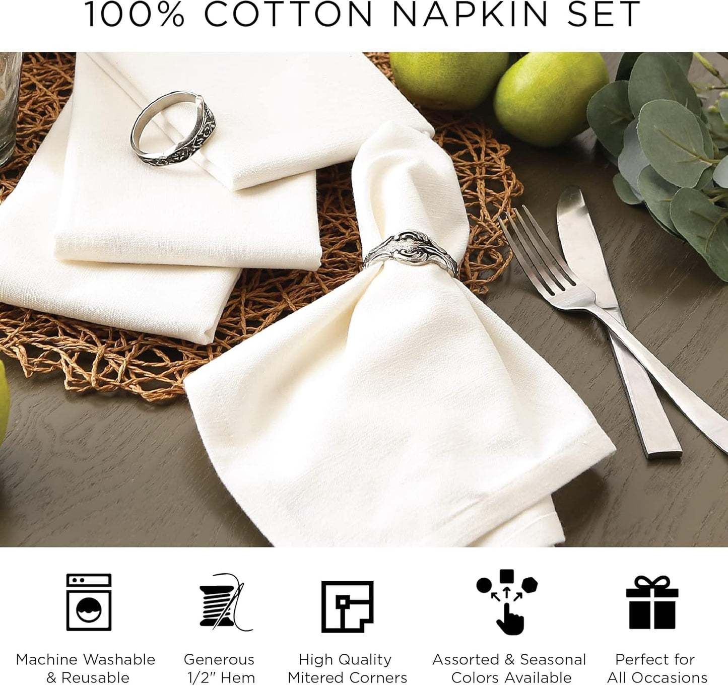 DII Halloween Tabletop Napkin Set, Harlequin Collection, Black and Cream, 6 Piece