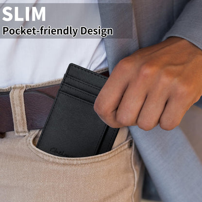 Chelmon Slim Wallet for Men, Minimalist Front Pocket RFID Blocking Credit Card Holder, Black Cross