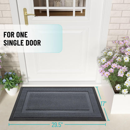 OLANLY Waterproof Front Door Mat - All-Season Indoor/Outdoor Doormat | Sturdy Natural Rubber, 29.5x17, Charcoal Gray