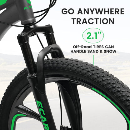 Ecarpat 26 Inch Full Suspension Mountain Bike, 21 Speeds Dual Disc Brake, Men Women Carbon Steel Mountain Bike, Adult Trail Beach Snow Commuter City Bikes
