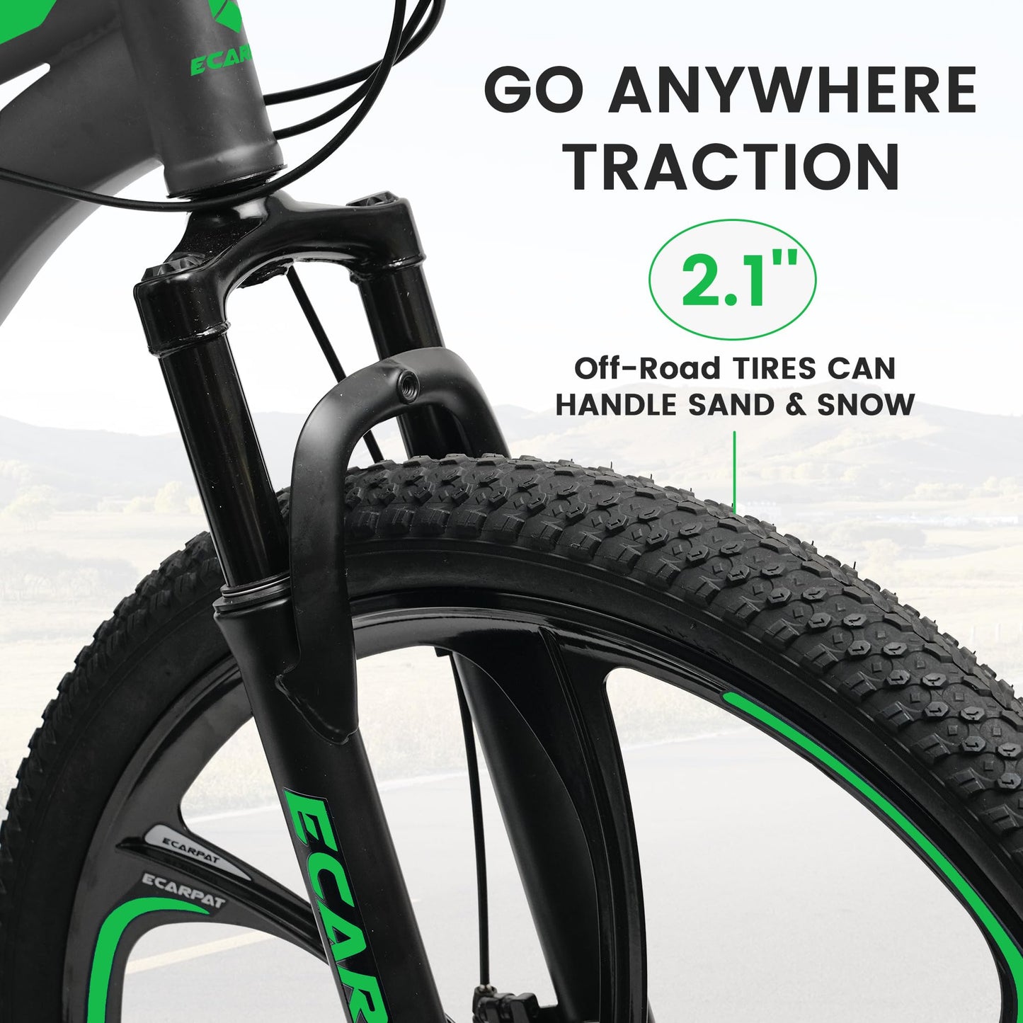 Rycheer Ecarpat 26 Inch Mountain Bike Full Suspension, 21 Speeds Dual Disc Brake, 6 Spokes Men Women Mountain Bike, Durable Carbon Steel Bicycle, Adult Trail Beach Snow Commuter City Bikes