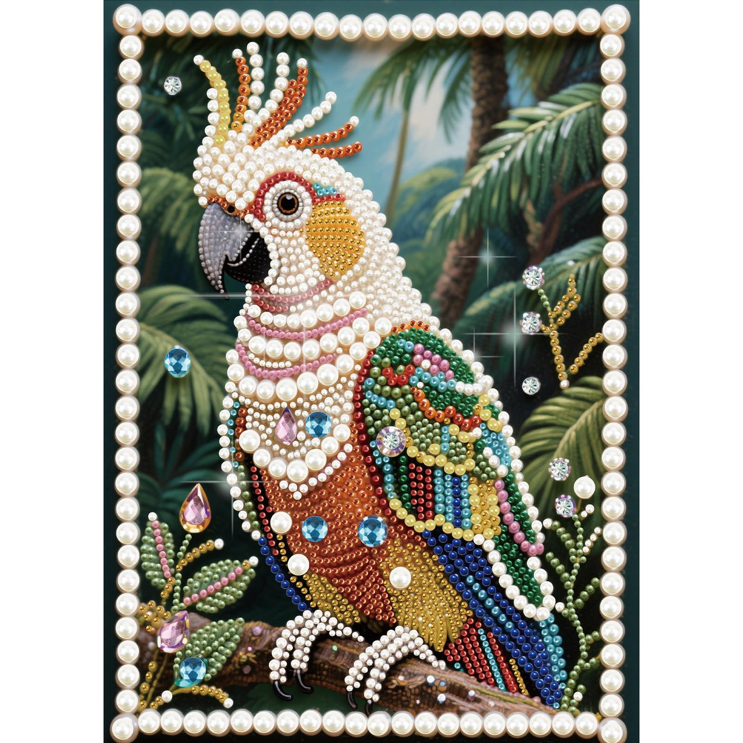 Stalente Pearl Diamond Painting Kits for Adults Parrot, 5D Special Shape Diamond Art Kits for Beginners, Crystal Rhinestones Diamond Painting for Home Wall Decoration Gift 12×16inch, Bird