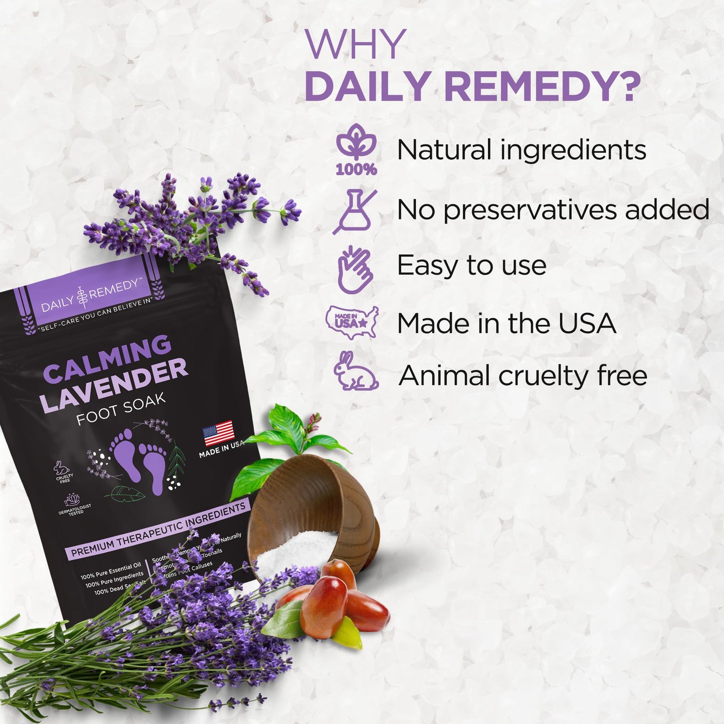 Tea Tree Oil Foot Soak with Epsom Salt - Made in USA - 16 Ounces