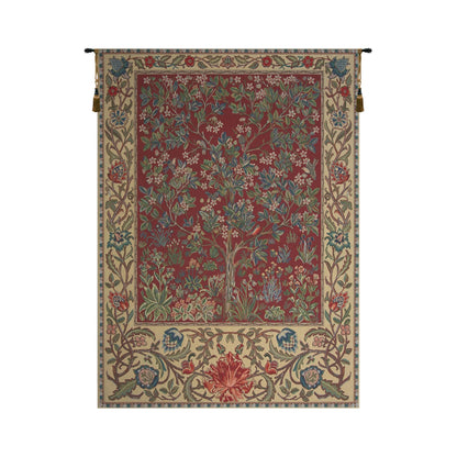 C Charlotte Home Furnishings Inc Tree Of Life Red Belgian Medium Tapestry Wall Hanging | Viscose Cotton and Polyester Blend Wall Art | 26 in. x 40 in. | Home Decor Accents | By William Morris