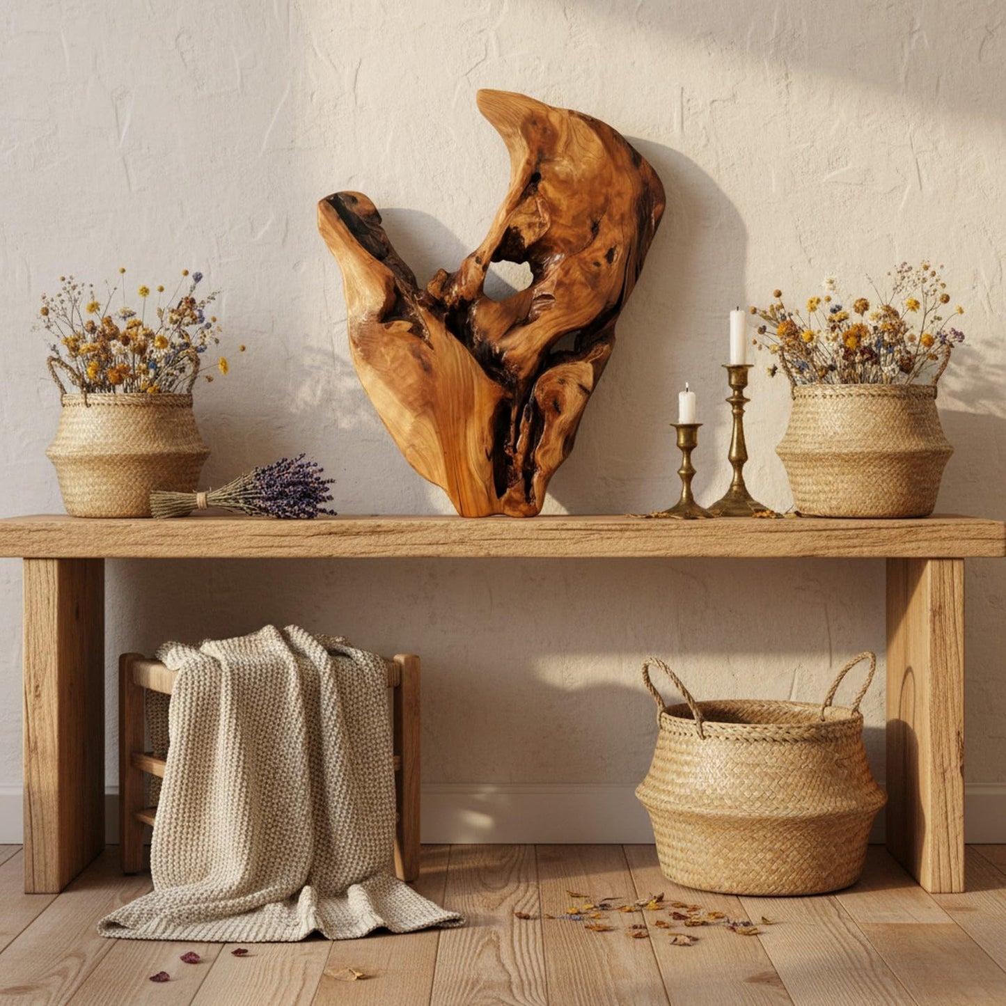 WELLAND Cedar Wood Wall decoration Ornaments, Hanging Decoration, irregular shape décor for Home, Living Room, Bedroom