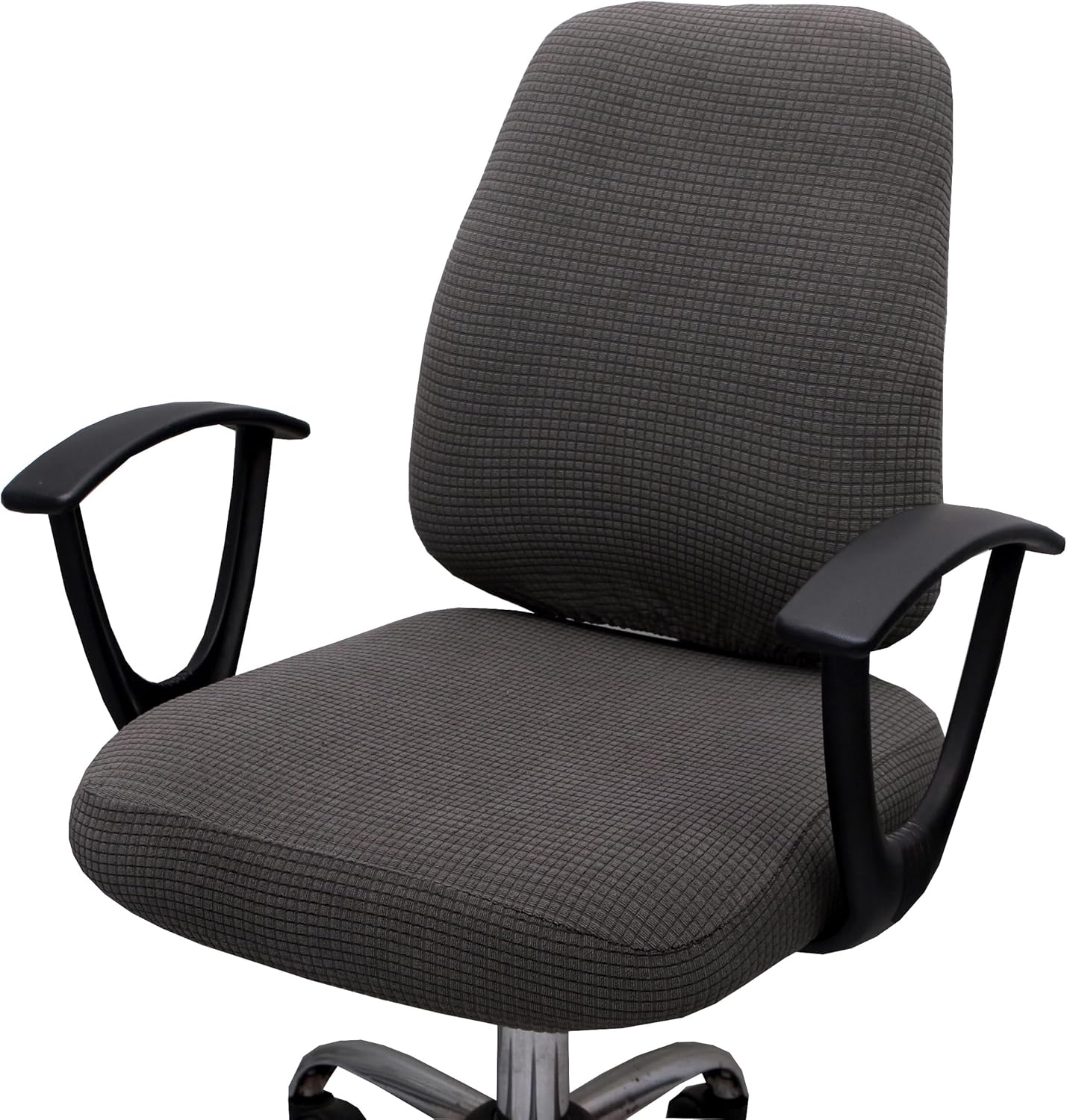 Computer Office Chair Cover, Stretchable Universal Rotating Chair Slipcover (ZZ Dark Grey Walf Checks)