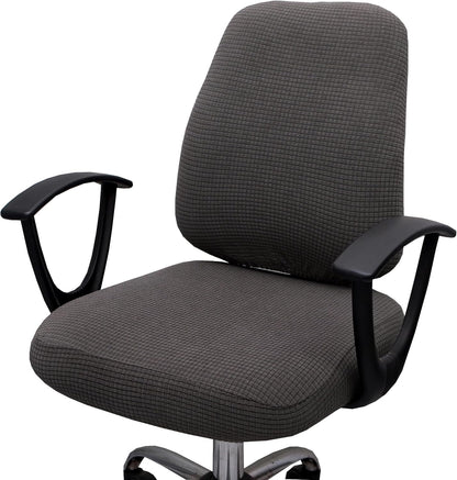 Computer Office Chair Cover, Stretchable Universal Rotating Chair Slipcover (ZZ Dark Grey Walf Checks)