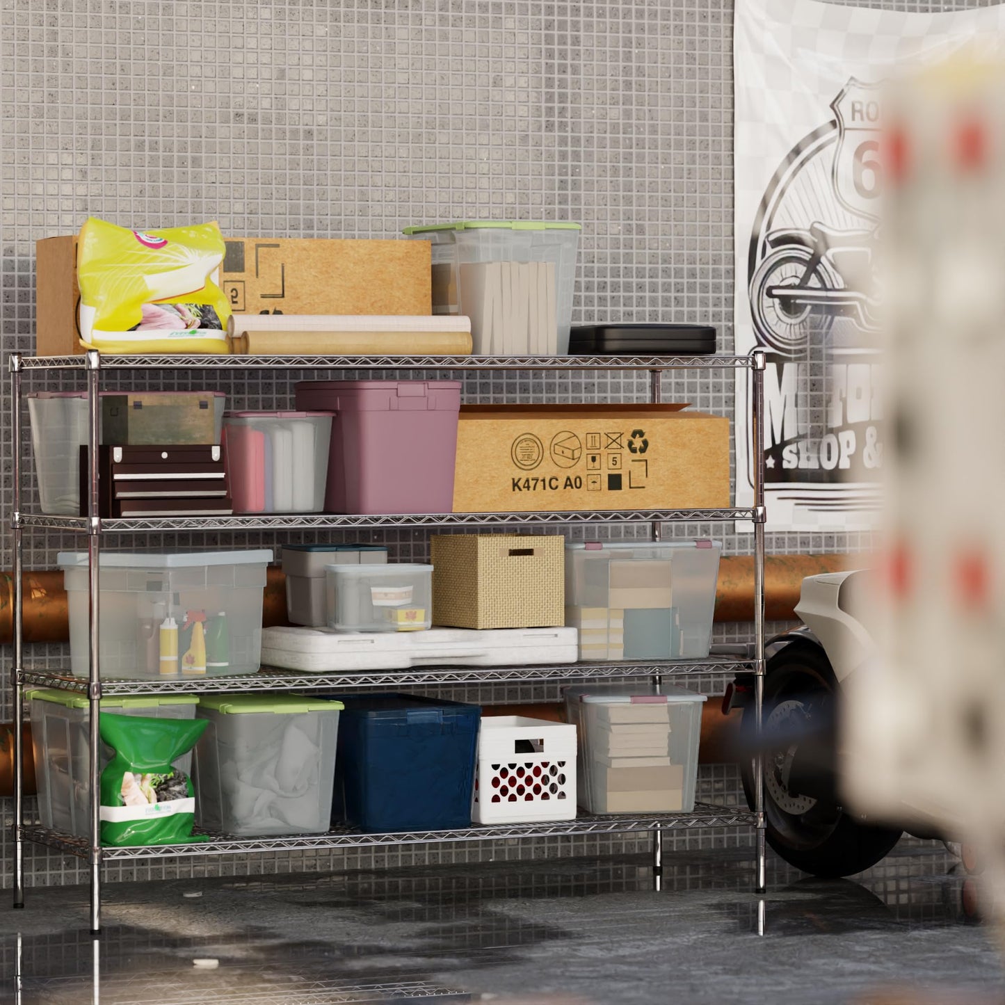 Regal Altair 24" Deep x 72" Wide x 54" Height Wire Shelving Kit | 4-Tier | NSF Commercial Storage Rack Unit