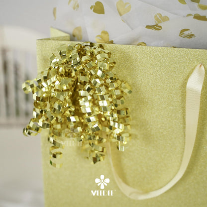 MEEDEE 6 inch Gold Gift Ready Decorative Gift Bows Set with Protective Gift Box – Self-Adhesive Christmas & All-Occasion Bows, Full & Fluffy Shape, Arrives in Perfect Condition (12 Count)