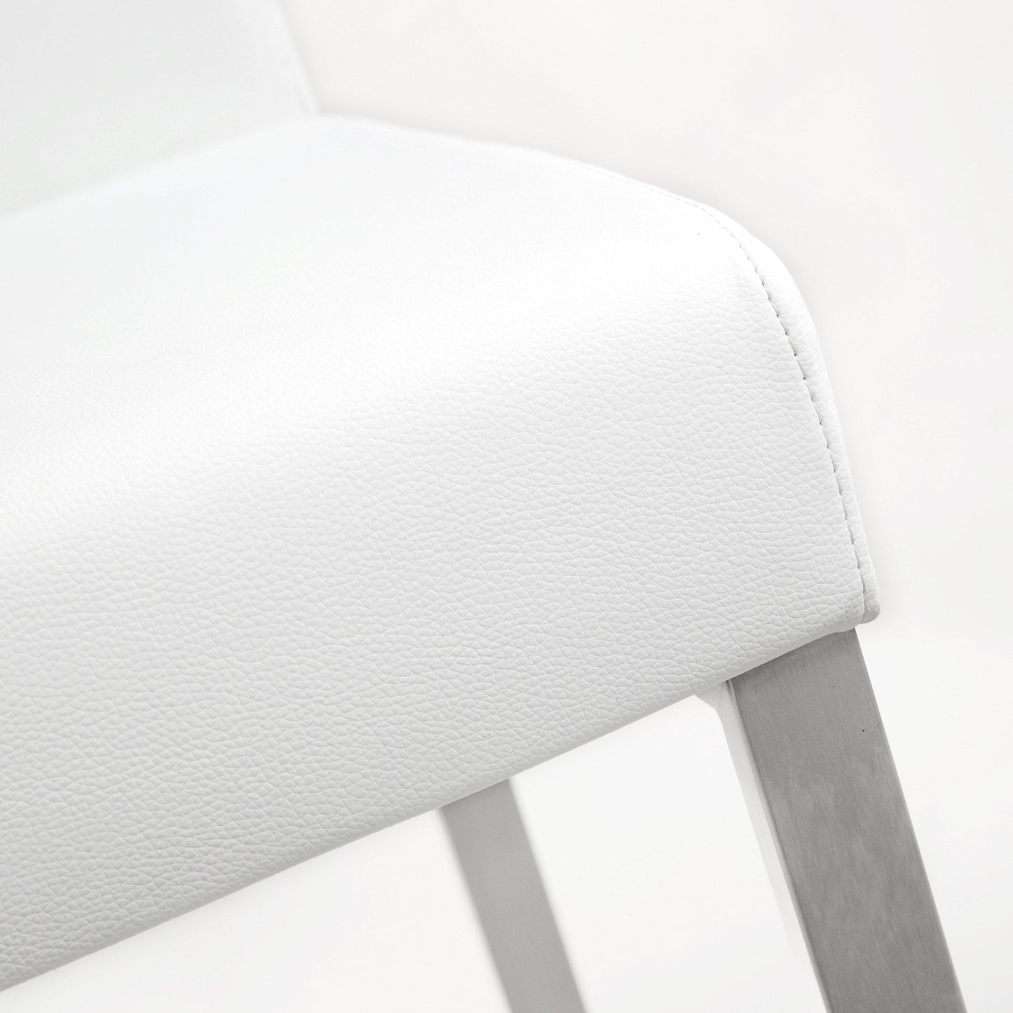 Tov Furniture Denmark White Performance Vegan Leather and Stainless Steel Counter Stool - Set of 2