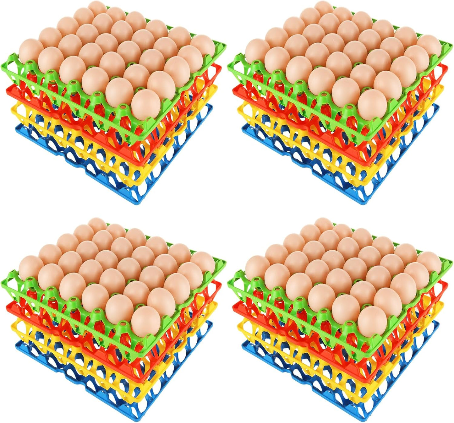 16 30 4 PCS Plastic Egg Tray Cell Egg Flats Crates Stackable Egg Cartons Reusable Carton, Hold Multiple Eggs, Great