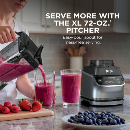 Ninja UltraCrush Professional Kitchen System | 1500W, 72oz Full-Size Blender, 8-Cup Food Processor & 18 oz To-Go Cup | Total Crushing Technology, Smoothies, Ice Crush, Chopping & More | Silver | BP401