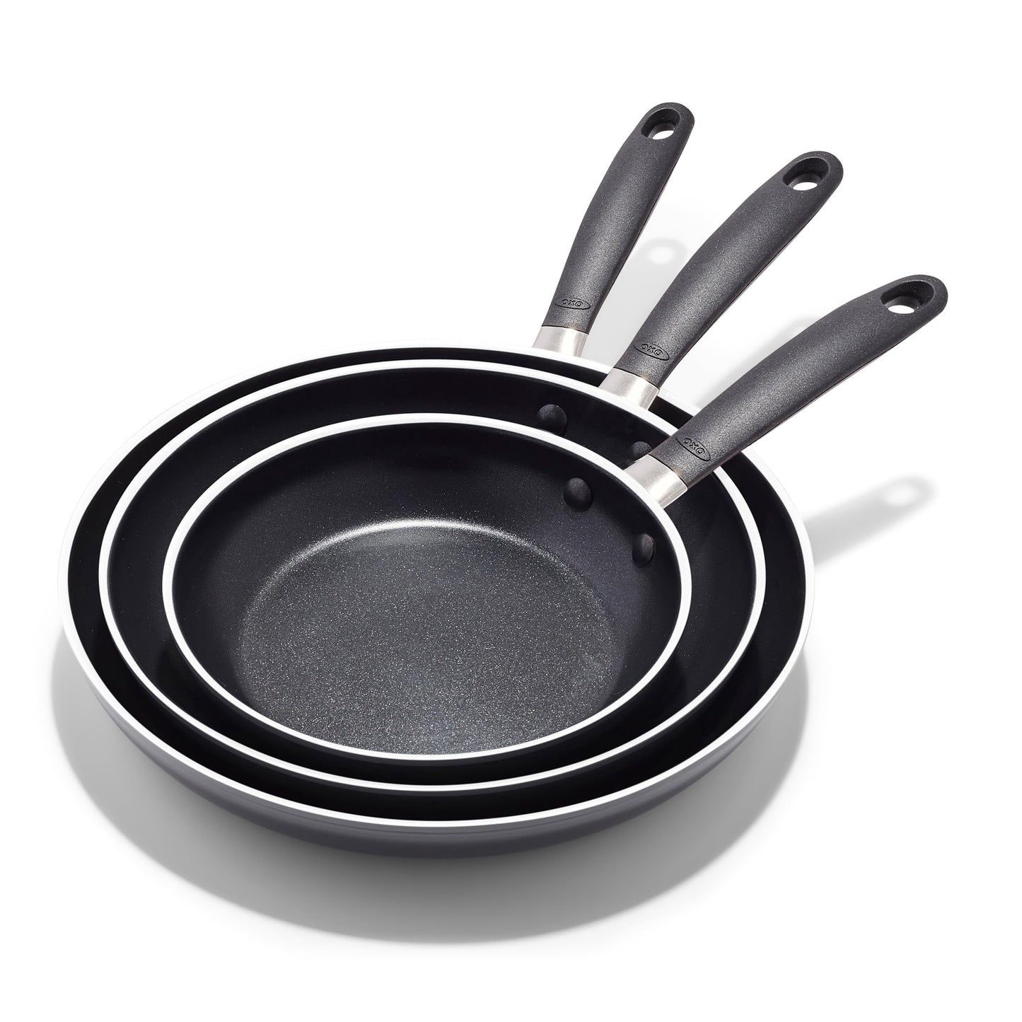 OXO 3-Piece Nonstick Frying Pan Set (8", 10", 12"), PFAS-Free Ceramic Skillets, Dishwasher & Oven Safe, Stay-Cool Silicone Handle
