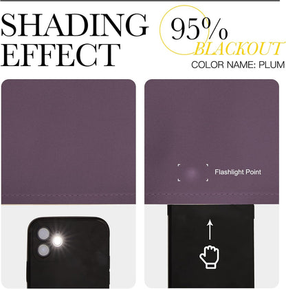NICETOWN Blackout Curtains - Room Darkening Grommet Top Drapes for Bedroom or Dining Room | Set of 2, 42 x 63 Inch, Plum