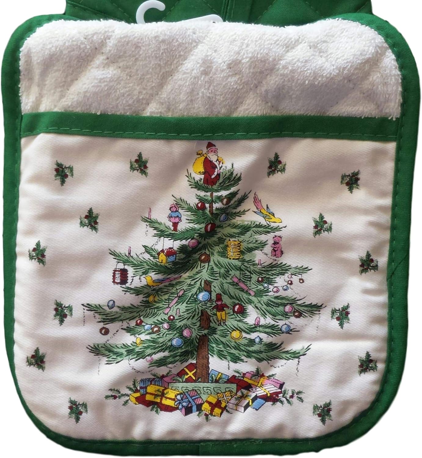Spode Christmas Tree Kitchen Gift Set, 2-pc: Oven Mitt & Square Pot Holder