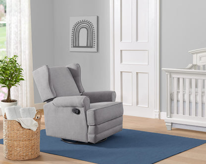 Oxford Baby Teegan Upholstered Glider Recliner Rocking Chair 360° Swivel for Nursery and Living Room - Gray