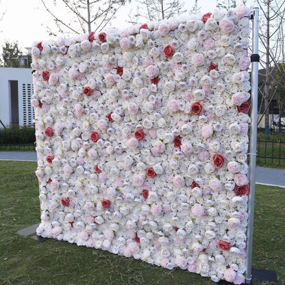 CVGfko Flower Wall Panels Backdrop Décor Pink Artificial Floral for Wedding Party Baby Bridal Shower, Hanging 3D Fake Hydrangea Decoration, Silk Faux Hydrang-3M*3M