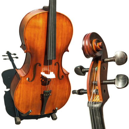 Paititi PTTCE101T Ebony Fitted Oil Finish Wood 4/4 Cello with Soft Case, Bow, Rosin, Stopper and Mute